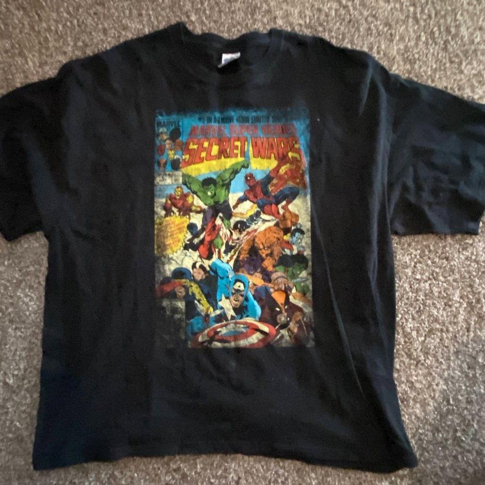Marvel Secret Wars Super Heroes T-Shirt 2XL, XXL, 2X Thor, Iron Man, Hulk